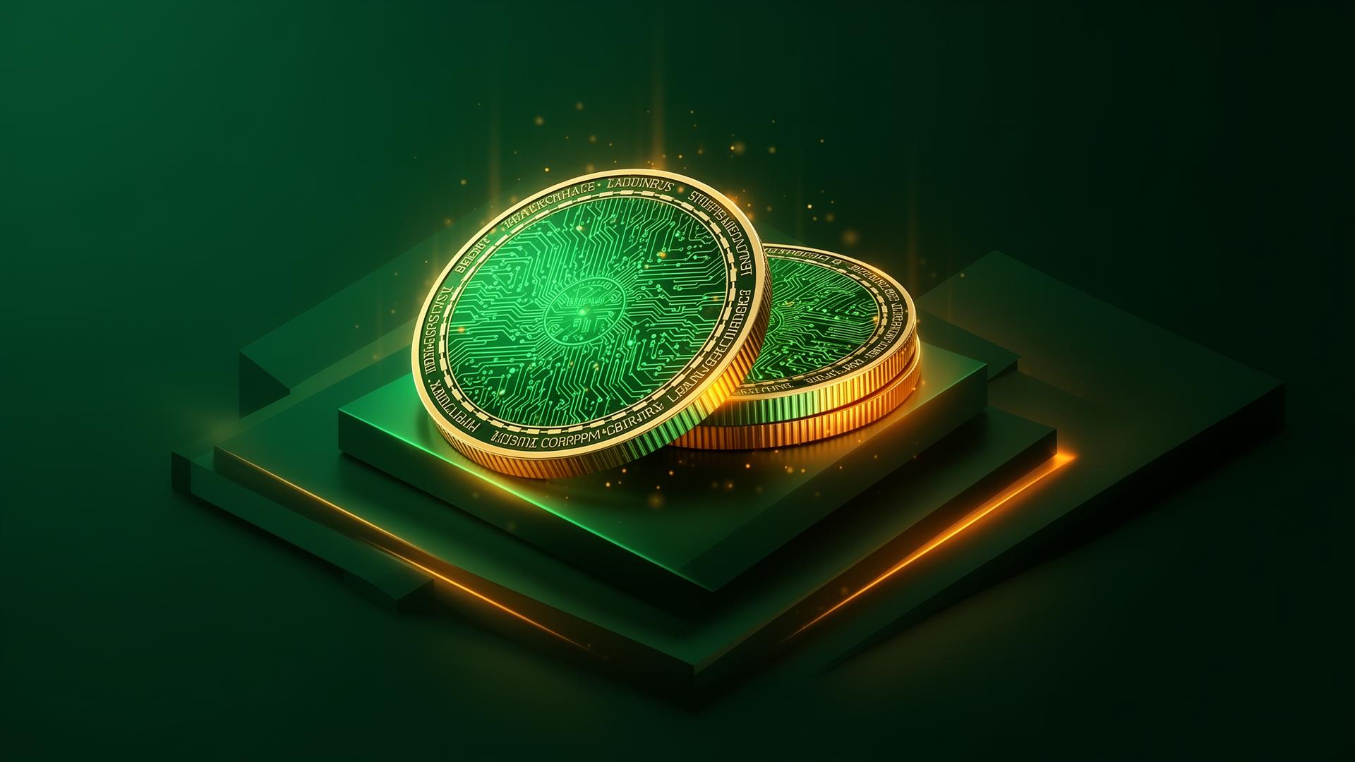Digital currency coins with circuit patterns